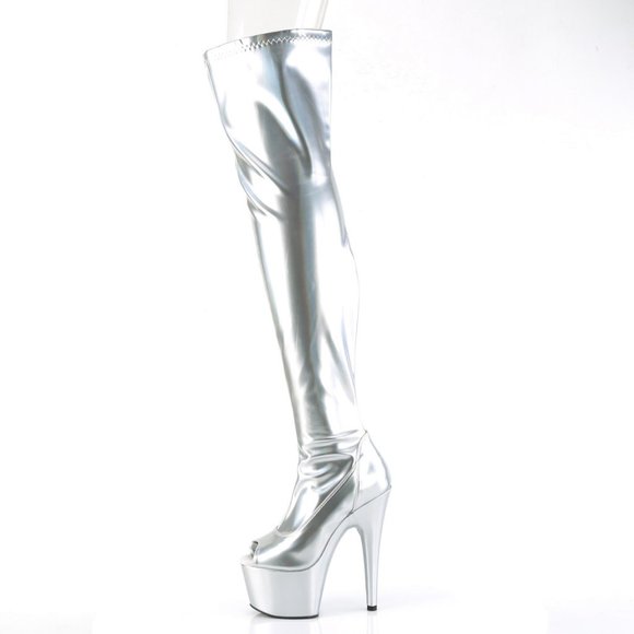 Platform Hologram Heel Thigh High Boots - Picture 1 of 5